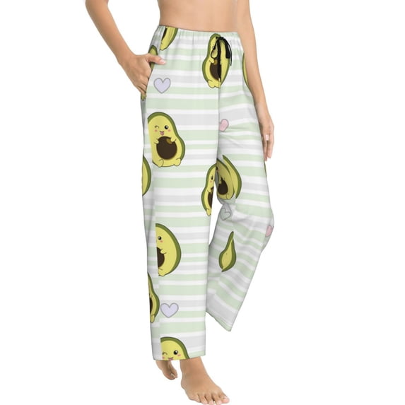 Goofa Avocado of a Hear Printed Soft Pajama Pants for Women, Wide Leg Comfy Casual Lounge Yoga Pants-Medium