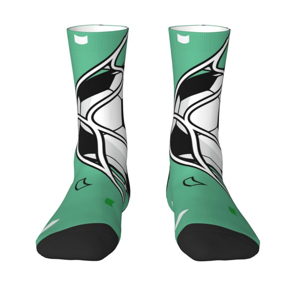 Goofa BALL INSIDE THE NET GOAL Printed Men's Crew Socks, Soft Durable Breathable Moisture-Wicking with Odor Control Cotton socks