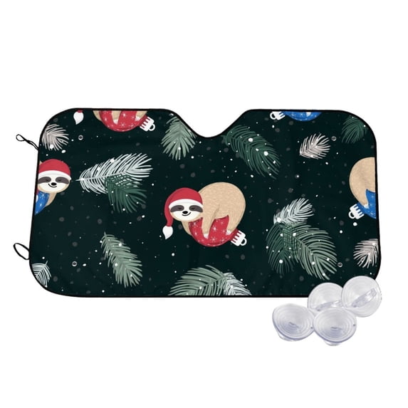 Goofa Baby Sloths Sleeping Printed Car Windshield Sunshade,Foldable Reflective Sun Visor,UV Protection Heat Blocker Sunshade,Car Cooling Accessory-Small