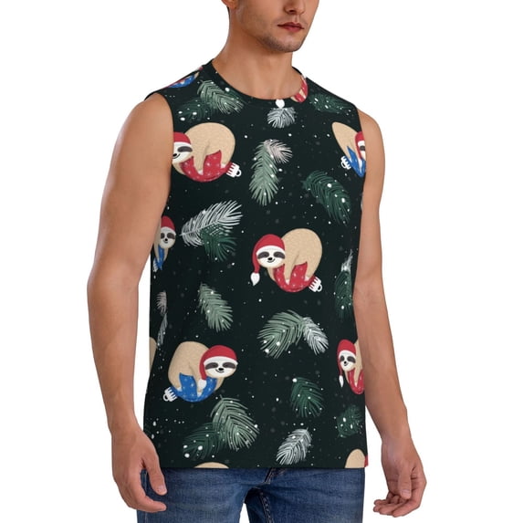 Goofa Baby Sloths Sleeping Printed Men's Sleeveless T-Shirt - Athletic Gym Workout Tank Top for Men - Moisture-Wicking, UPF 30+ Quick-Dry Muscle Tee-3X-Large
