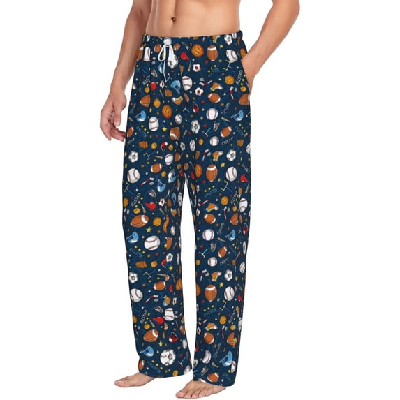 Goofa Ball Sports Printed Soft Pajama Pants for Men, Wide Leg Comfy Casual Lounge Yoga Pants-Medium
