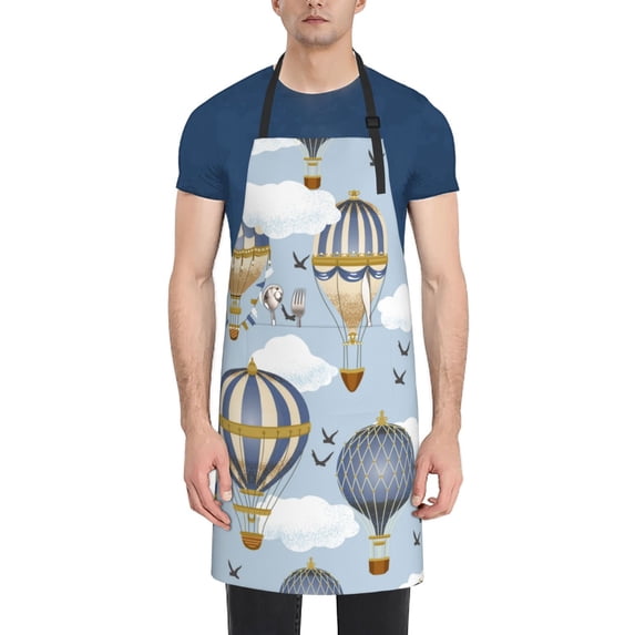 Goofa Balloon Vintage Printed Waterproof Apron 33" Chef Aprons for Men Heavy Duty Chemical Work Apron Adjustable Bib Apron