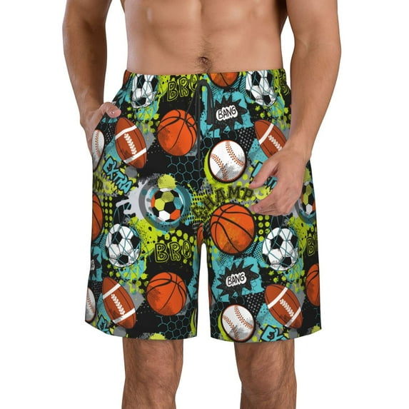 Goofa Balls Printed Mens Swim Trunks Summer Quick Dry Short Beach Swimwear Bathing Suits-Medium