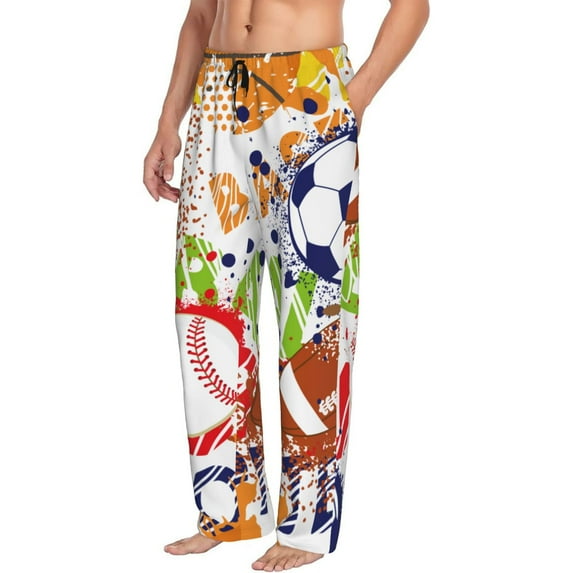 Goofa Balls Printed Soft Pajama Pants for Men, Wide Leg Comfy Casual Lounge Yoga Pants-Large