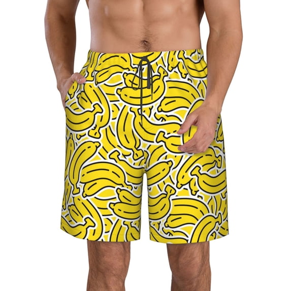 Goofa Banana A Printed Mens Swim Trunks Summer Quick Dry Short Beach Swimwear Bathing Suits-Large