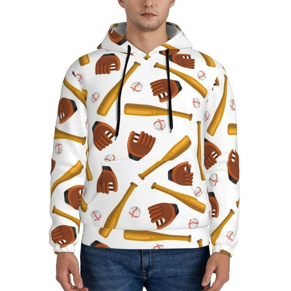 Goofa Baseball Sport for Men's Hooded Sweatshirt - Lightweight Pullover Hoodie with Kangaroo Pocket, Perfect for Everyday Wear-Small