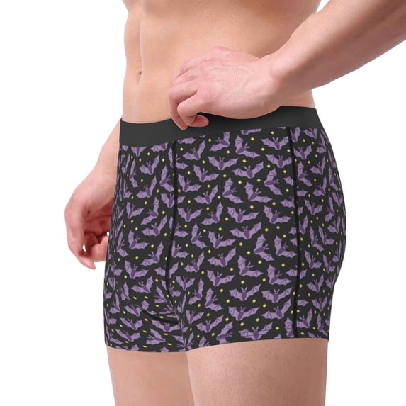 Goofa Bat Purple Printed Men's Boxer Briefs Underwear, Moisture-Wicking Underwear, Trunk,Soft and Breathable Cotton Underwear-