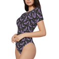 thumbnail image 1 of Goofa Bat Purple Printed Women Rash Guard Short Sleeve,Tummy control Swimsuit Surfing Swimsuit Bathing Suit One Piece Swimsuit UPF 50-X-Large, 1 of 9