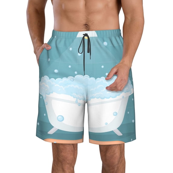 Goofa Bathtub with Soap Bubbles Printed Mens Swim Trunks Summer Quick Dry Short Beach Swimwear Bathing Suits-3X-Large