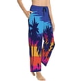 thumbnail image 1 of Goofa Beach with Palm Trees Printed Soft Pajama Pants for Women, Wide Leg Comfy Casual Lounge Yoga Pants-Small, 1 of 9