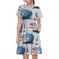 thumbnail image 1 of Goofa Beacon In The Huge Waves Of The Surf Pattern Women Summer Short Sleeve Midi Dress with Pockets Casual Aline Flowy Tshirt Dress Vocation Beach Sundress, 1 of 6