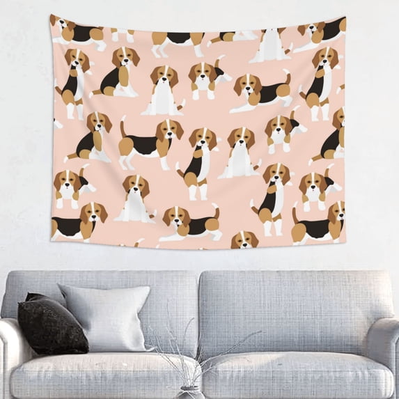 Goofa Beagle Dog On Brown Pattern Wall Tapestry for Bedroom ,29x37 Inch Tapestry Wall Hanging Bedspread Tapestry Boho Tapestry