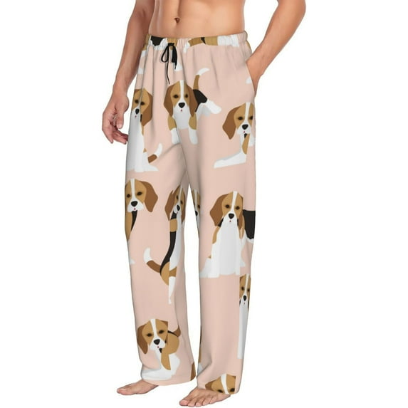 Goofa Beagle Dog On Brown Printed Soft Pajama Pants for Men, Wide Leg Comfy Casual Lounge Yoga Pants-XX-Large