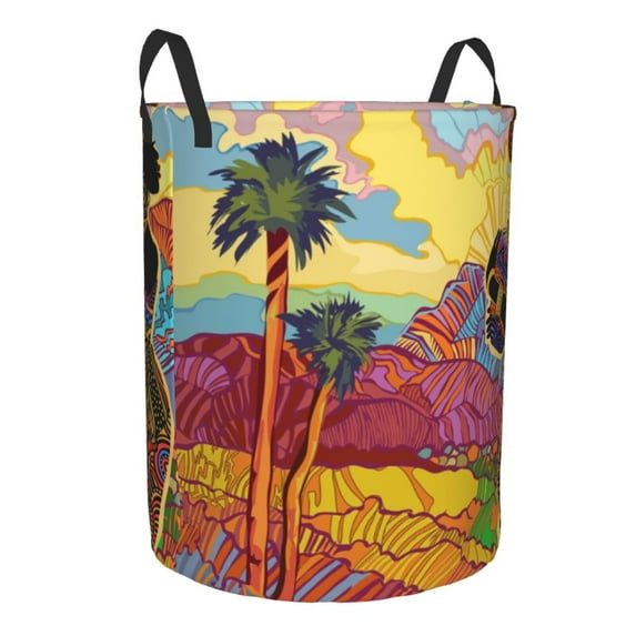 Goofa Beautiful African Woman Printed Circular Hamper,Laundry Basket with Handles,Storage Baskets Foldable,Large Capacity Laundry Hamper-