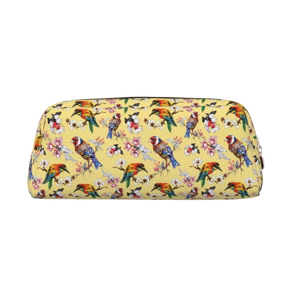 Goofa Beautiful Bright Birds And Flowers Pattern Leather Pencil Case, Pencil Pouch, Pencil Bag, Pen Case, Pen Pouch, Pen Bag, Pencil Pouches, Pencil Bags,College Pencil Case