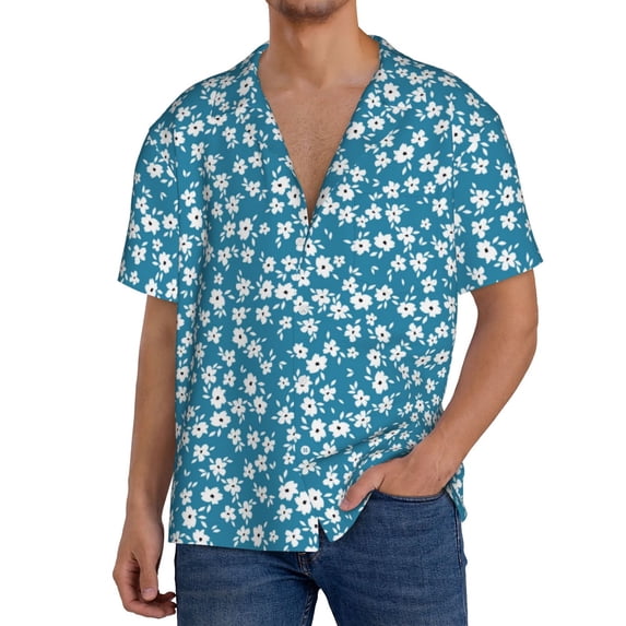 Goofa Beautiful Floral Printed Men's Casual Short-sleeved Shirt,Lightweight Breathable Button-down,Summer Casual men's top,Versatile Fashion shirt-4X-Large