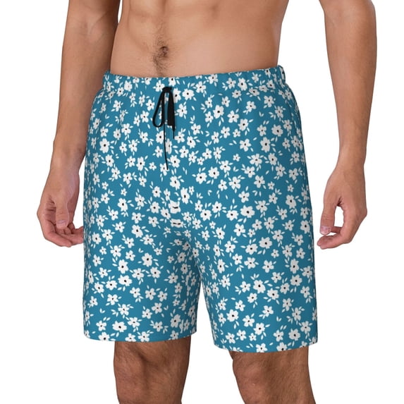 Goofa Beautiful Floral Printed Men's Swim Trunks Board Shorts Quick Dry Mens Swimming Trunks with Compression Liner,Breathable Fit Hawaii Beach Shorts-XX-Large