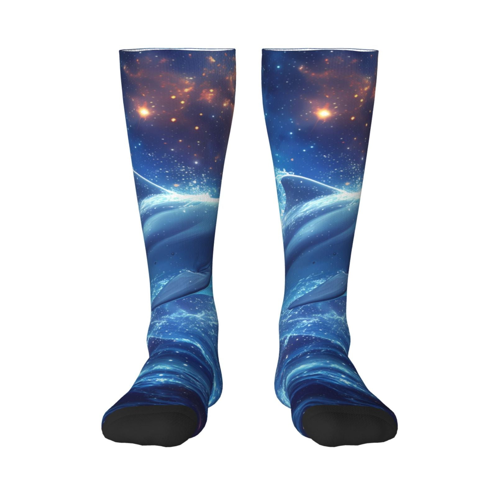 Goofa Beautiful Ocean Dolphin PatternStockings Color Block Knee Goofa Beautiful Ocean Dolphin PatternStockings Color Block Knee