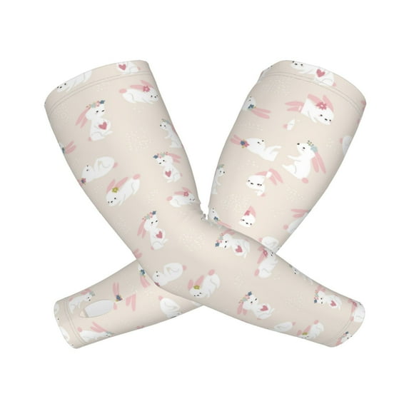 Goofa Beautiful Rabbit Pattern UV Sun Protection Arm Sleeves, UPF 50 Sports Cooling Arm Compression Sleeves for Men Women Teenager