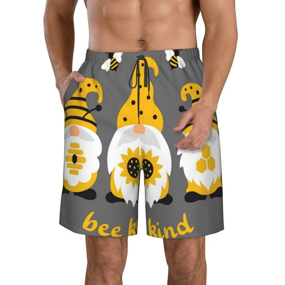 Goofa Bee Kind Printed Mens Swim Trunks Summer Quick Dry Short Beach Swimwear Bathing Suits-3X-Large
