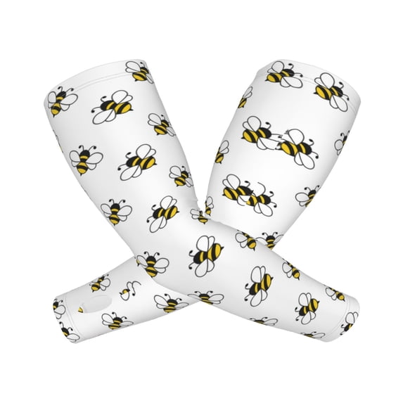 Goofa Bee Pattern UV Sun Protection Arm Sleeves, UPF 50 Sports Cooling Arm Compression Sleeves for Men Women Teenager
