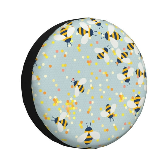 Goofa Bees Pattern Universal Tire Cover for Jeep, SUV, Truck, and Trailer – Waterproof, UV-Resistant,Easy to Install, Fits 14"-17" Tires-16 inch
