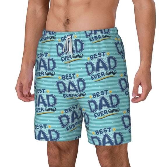 Goofa Best Dad Ever Printed Men's Swim Trunks Board Shorts Quick Dry Mens Swimming Trunks with Compression Liner,Breathable Fit Hawaii Beach Shorts-X-Large