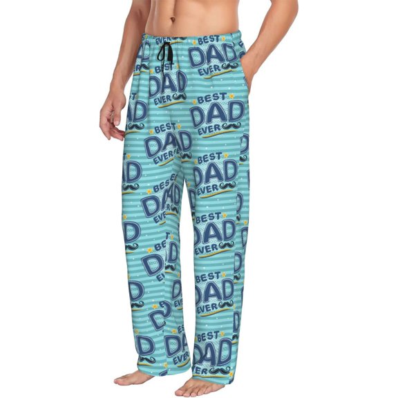 Goofa Best Dad Ever Printed Soft Pajama Pants for Men, Wide Leg Comfy Casual Lounge Yoga Pants-Small