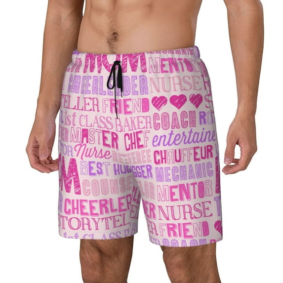 Goofa Best Mom ever Printed Men's Swim Trunks Board Shorts Quick Dry Mens Swimming Trunks with Compression Liner,Breathable Fit Hawaii Beach Shorts-Small
