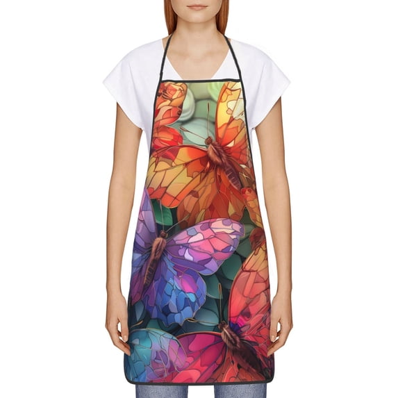 Goofa Bib Apron, Unisex Aprons Adjustable Waterdrop Resistant Cooking Kitchen Apron for Chef, Colorful Butterfly Cluster Pattern Apron Bulk