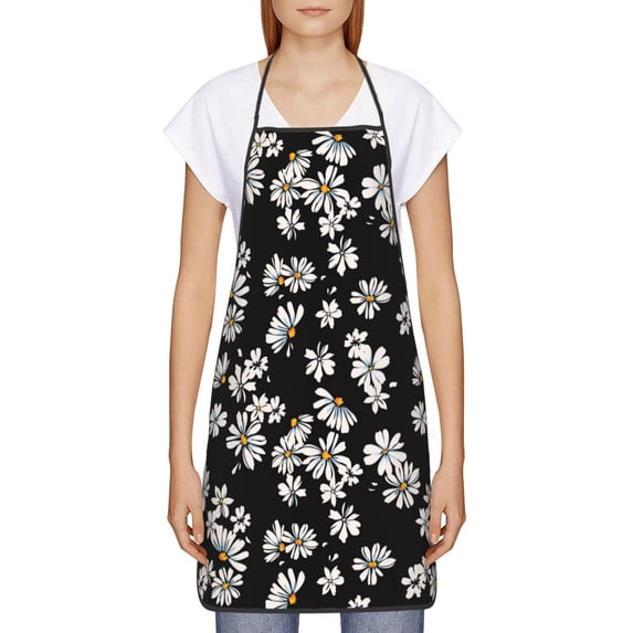 Goofa Bib Apron, Unisex Aprons Adjustable Waterdrop Resistant Cooking Kitchen Apron for Chef, Daisies Flowers Pattern Apron Bulk