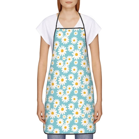 Goofa Bib Apron, Unisex Aprons Adjustable Waterdrop Resistant Cooking Kitchen Apron for Chef, Daisy Floral A Pattern Apron Bulk