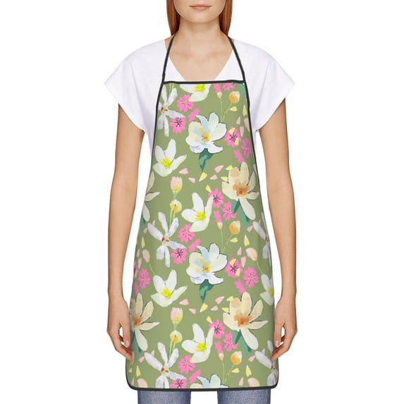 Goofa Bib Apron, Unisex Aprons Adjustable Waterdrop Resistant Cooking Kitchen Apron for Chef, Flowers And Buds Pattern Apron Bulk