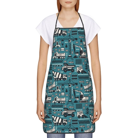 Goofa Bib Apron, Unisex Aprons Adjustable Waterdrop Resistant Cooking Kitchen Apron for Chef, Modern Excavator Pattern Apron Bulk
