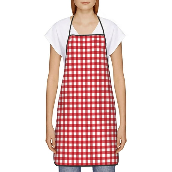 Goofa Bib Apron, Unisex Aprons Adjustable Waterdrop Resistant Cooking Kitchen Apron for Chef, Red Checkboard Pattern Apron Bulk