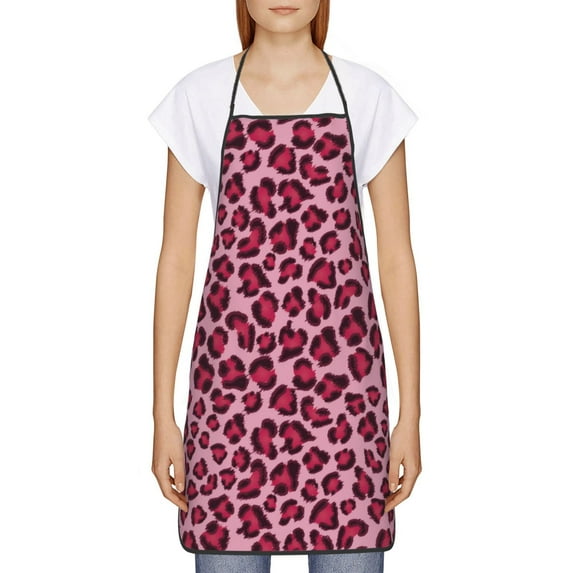 Goofa Bib Apron, Unisex Aprons Adjustable Waterdrop Resistant Cooking Kitchen Apron for Chef, Rose Leopard Print Pattern Apron Bulk