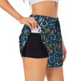 thumbnail image 1 of Goofa Bicycle Colorful Printed Women 2 in 1 Running Shorts,Quick Dry Athletic Workout Shorts,High Waisted Athletic Shorts with Liner Pockets-, 1 of 9