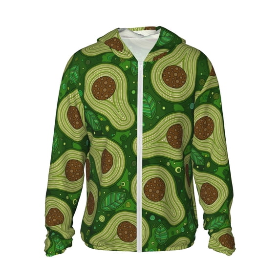 Goofa Big Colorful Avocados Printed Women's UPF 50+ Sun Protection Hoodie Jacket Lightweight Long Sleeve Sun Shirt for Women with Pocket Hiking Outdoor-