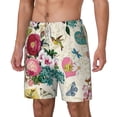 thumbnail image 1 of Goofa Bird Butterfly Rose Printed Men's Swim Trunks Board Shorts Quick Dry Mens Swimming Trunks with Compression Liner,Breathable Fit Hawaii Beach Shorts-Small, 1 of 9