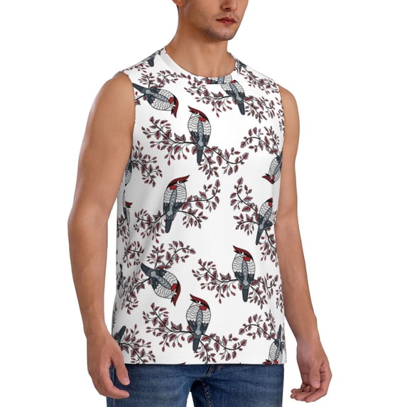 Goofa Bird Printed Men's Sleeveless T-Shirt - Athletic Gym Workout Tank Top for Men - Moisture-Wicking, UPF 30+ Quick-Dry Muscle Tee-Small
