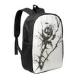 thumbnail image 1 of Goofa Black And White Rose Pattern 17in Student Backpack - School, Travel, Work Bookbag -Laptop Backpack,Water Resistant College School Computer Bag, 1 of 6