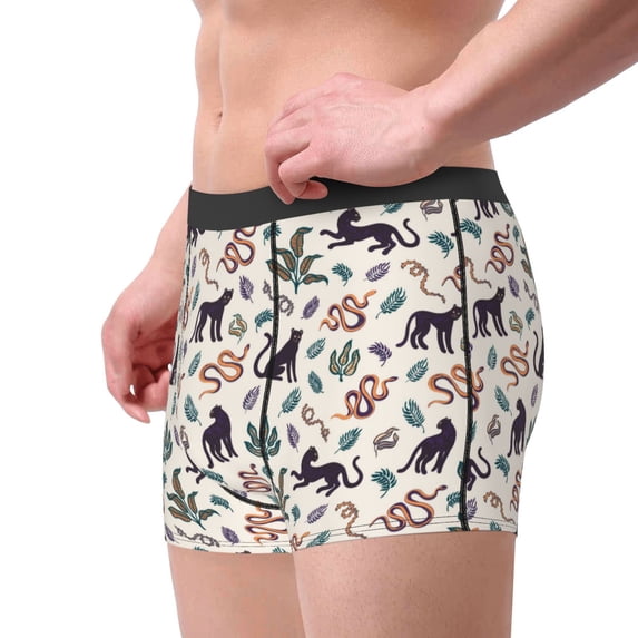 Goofa Black Cat And Snake Printed Men's Boxer Briefs Underwear, Moisture-Wicking Underwear, Trunk,Soft and Breathable Cotton Underwear-Medium