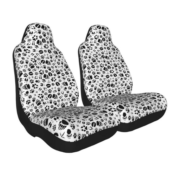 Goofa Black Footprints Printed Car Seat Covers, Automotive Seat Covers for Cars Trucks and SUVs, Quick Setup Universal Fit Elastic Seat Covers-2 PCS