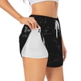 thumbnail image 1 of Goofa Black Marble Texture Abstract Printed Women 2 in 1 Running Shorts,Quick Dry Athletic Workout Shorts,High Waisted Athletic Shorts with Liner Pockets-X-Large, 1 of 9