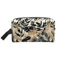 thumbnail image 1 of Goofa Black Palm Leaves Printed Toiletry Bag with Handle,Large Capacity Travel Makeup Cosmetic Bag for Women, Carry on Airport Airline Compliant Bag, 1 of 9