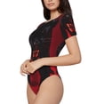 thumbnail image 1 of Goofa Black Panther Red Background Printed Women Rash Guard Short Sleeve,Tummy control Swimsuit Surfing Swimsuit Bathing Suit One Piece Swimsuit UPF 50-Large, 1 of 9