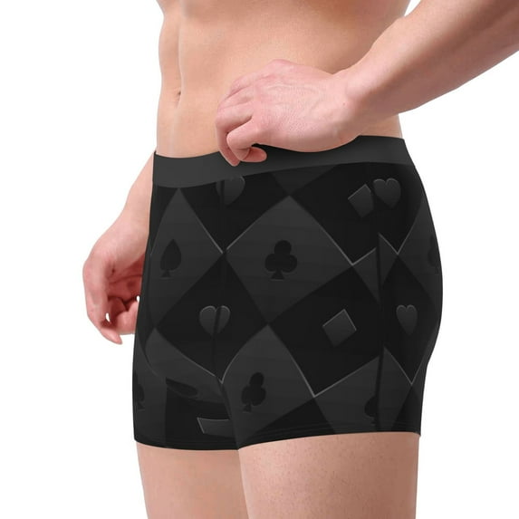 Goofa Black Poker Printed Men's Boxer Briefs Underwear, Moisture-Wicking Underwear, Trunk,Soft and Breathable Cotton Underwear-XX-Large
