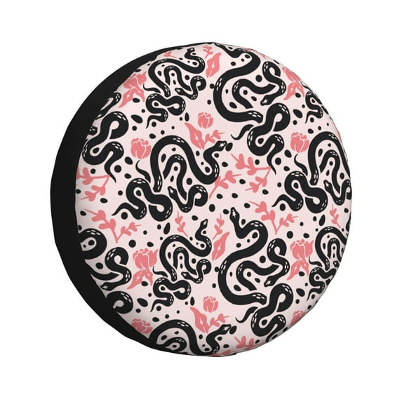 Goofa Black Snake Pattern Universal Tire Cover for Jeep, SUV, Truck, and Trailer – Waterproof, UV-Resistant,Easy to Install, Fits 14"-17" Tires-14 inch