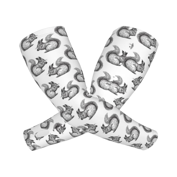 Goofa Black Squirrel Pattern UV Sun Protection Arm Sleeves, UPF 50 Sports Cooling Arm Compression Sleeves for Men Women Teenager