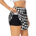 thumbnail image 1 of Goofa Black Tartan Plaid Printed Women 2 in 1 Running Shorts,Quick Dry Athletic Workout Shorts,High Waisted Athletic Shorts with Liner Pockets-, 1 of 9